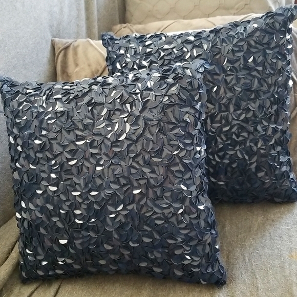 Navy Blue Bling Accent Pillows 2 - Picture 1 of 2